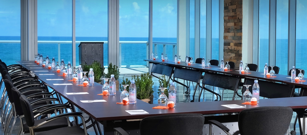 Sole on the Ocean meeting space with table set up