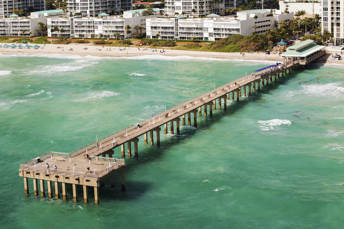 Aerial view of the Newport Fishing Pier