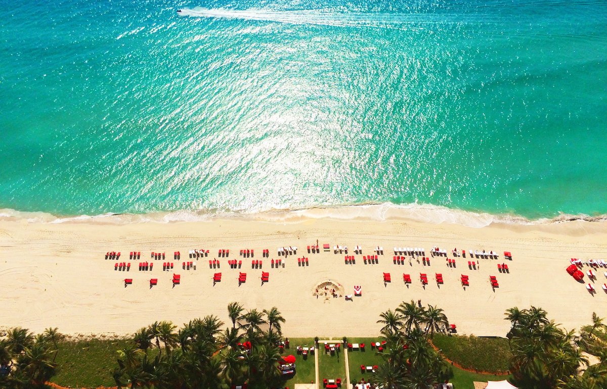Aerial view of beach from Acqualina resort & Residences