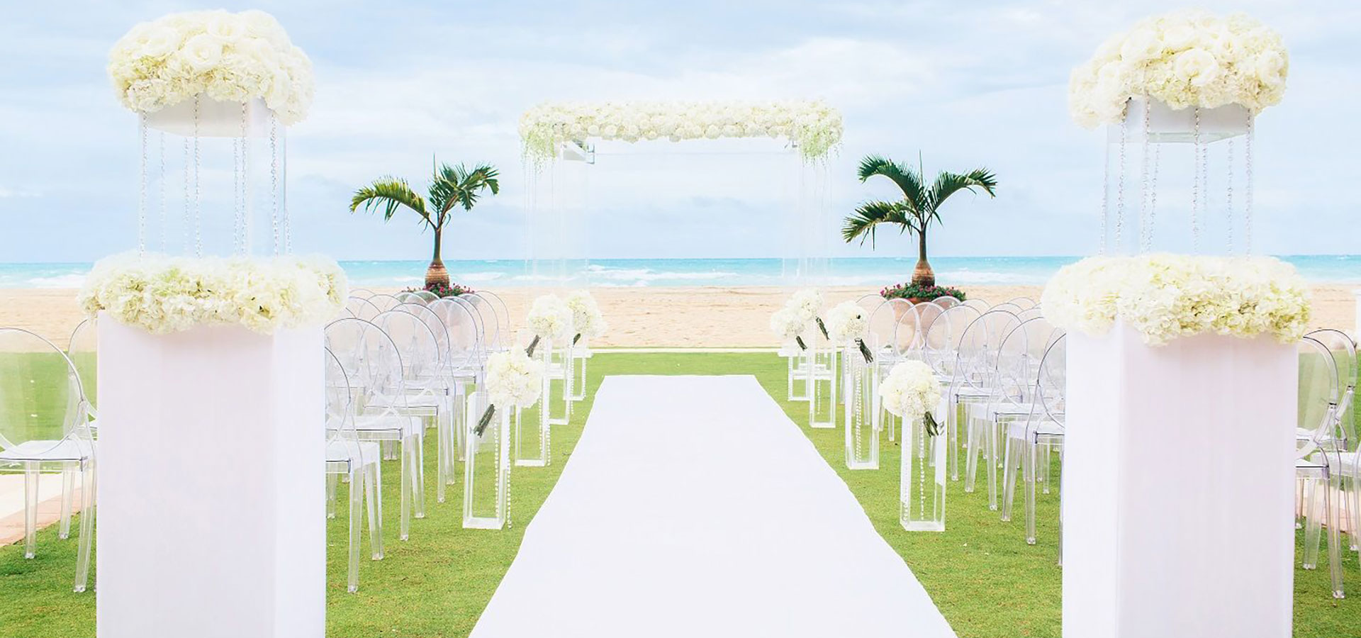 Acqualina wedding ceremony setup facing the beach