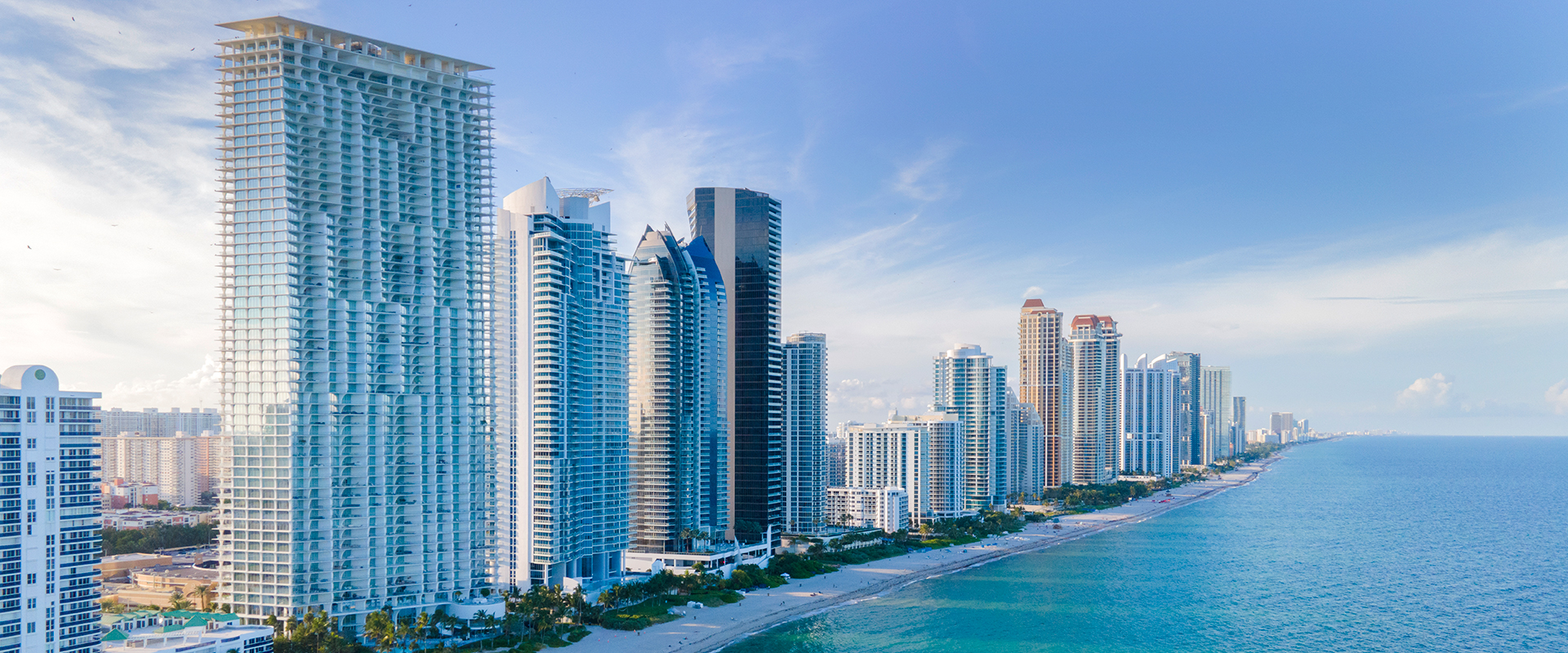 Sunny Isles Beach Aerial view of hotels and beach