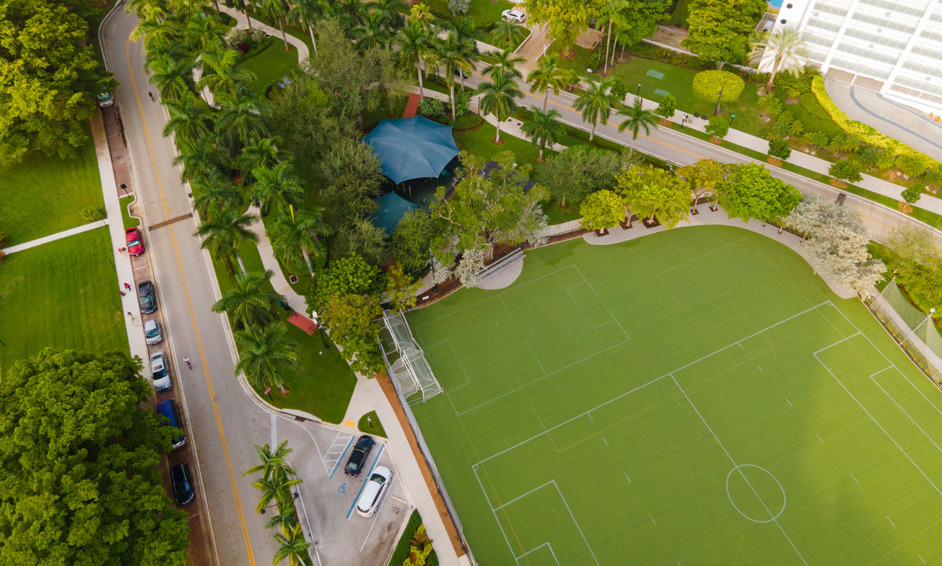 Gwen Margolis Park aerial of the soccer field