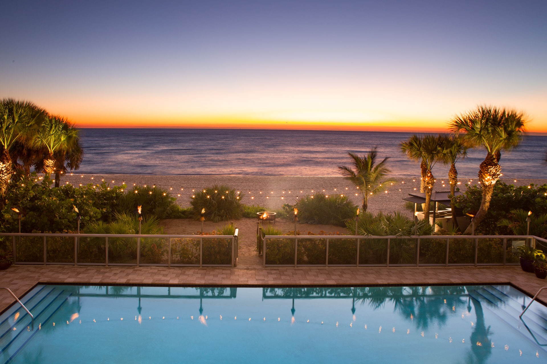 Night time Beach and Pool view